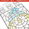 Fall Color by Number Addition Worksheets