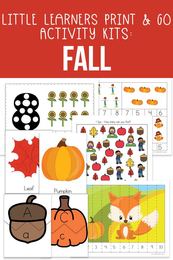 Little Learners print and go activity kit FALL