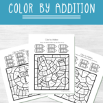 winter color by addition worksheets