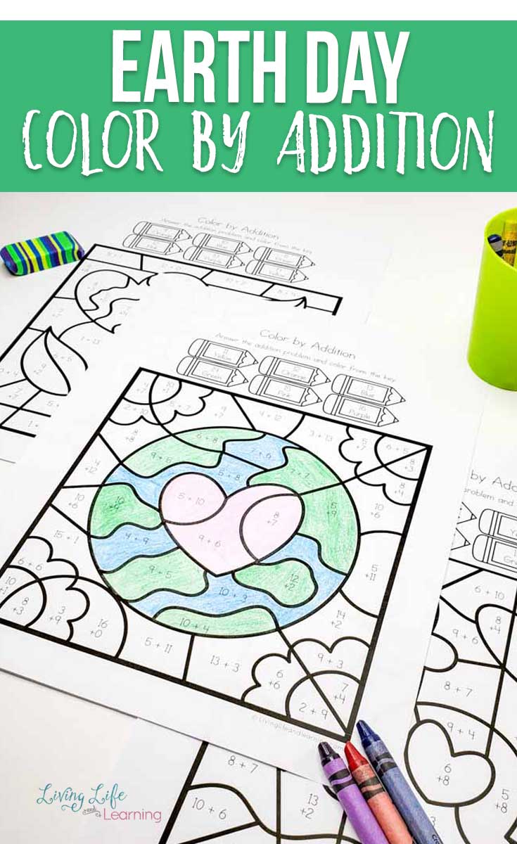 Earth Day Color by Addition Worksheets