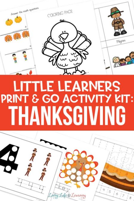 Little Learners print and go activity kit Thanksgiving