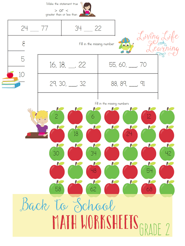 Back to School Math Worksheets for 2nd Grade