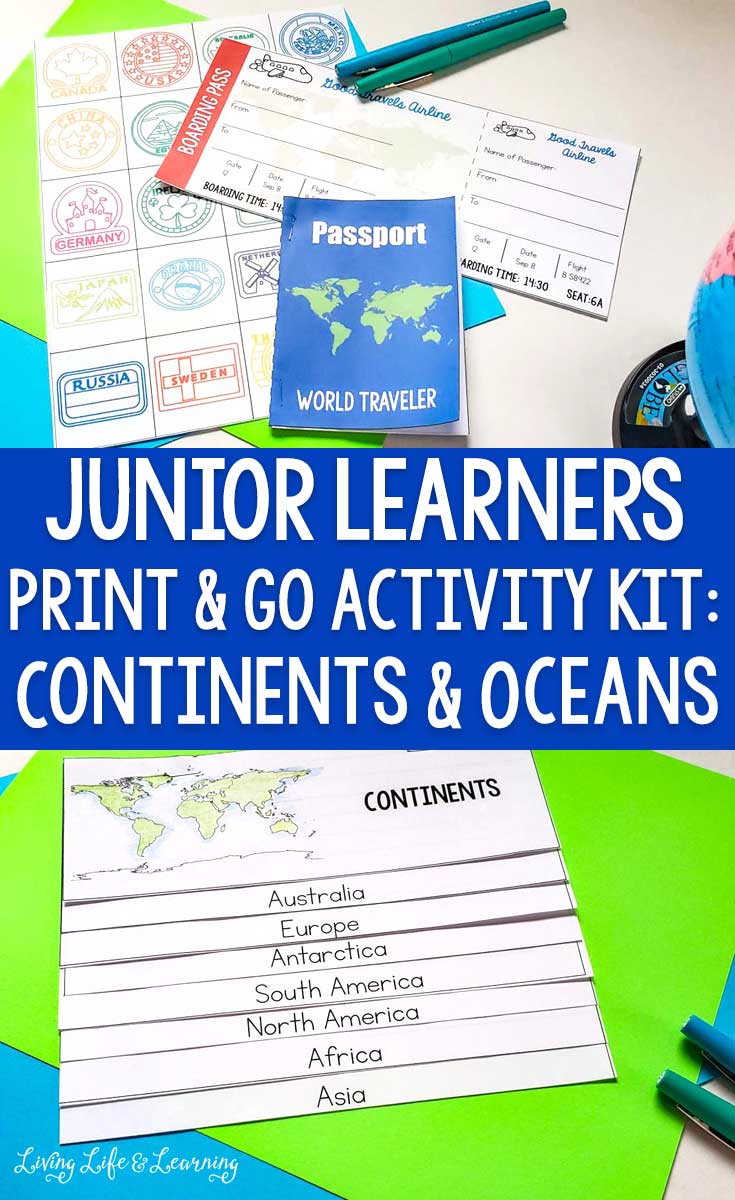 Junior Learners Print and Go Activity Kit: Continents and Oceans