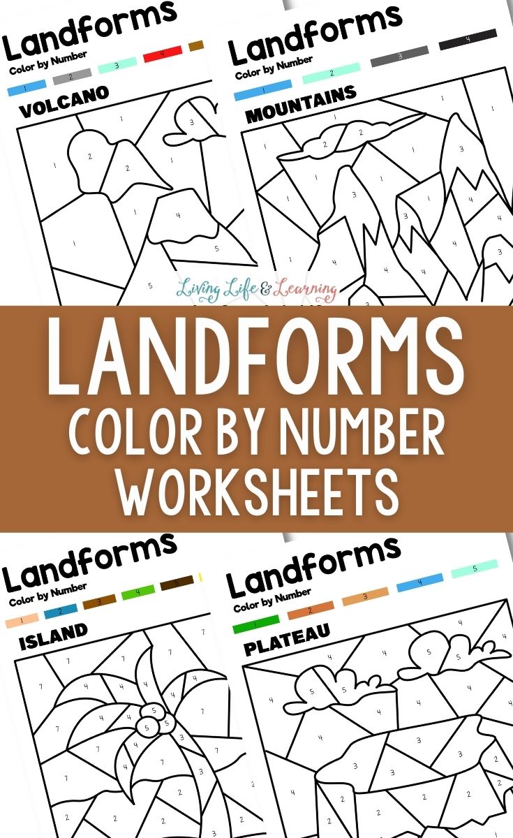 landforms color by number worksheets