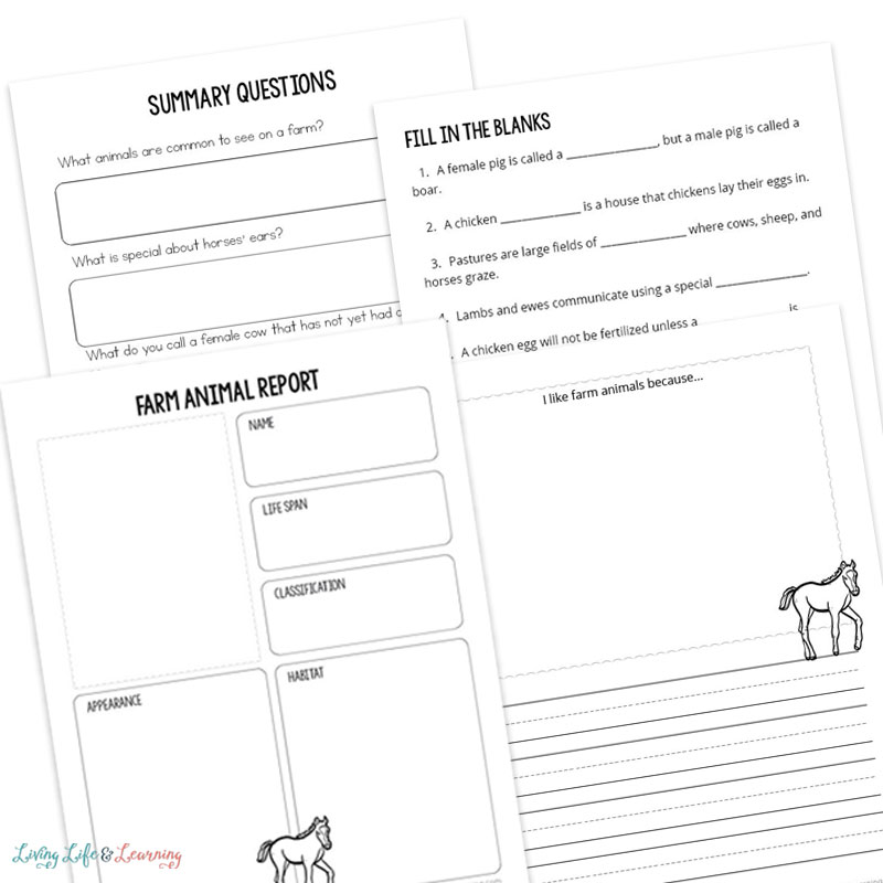 farm animal notebooking pages
