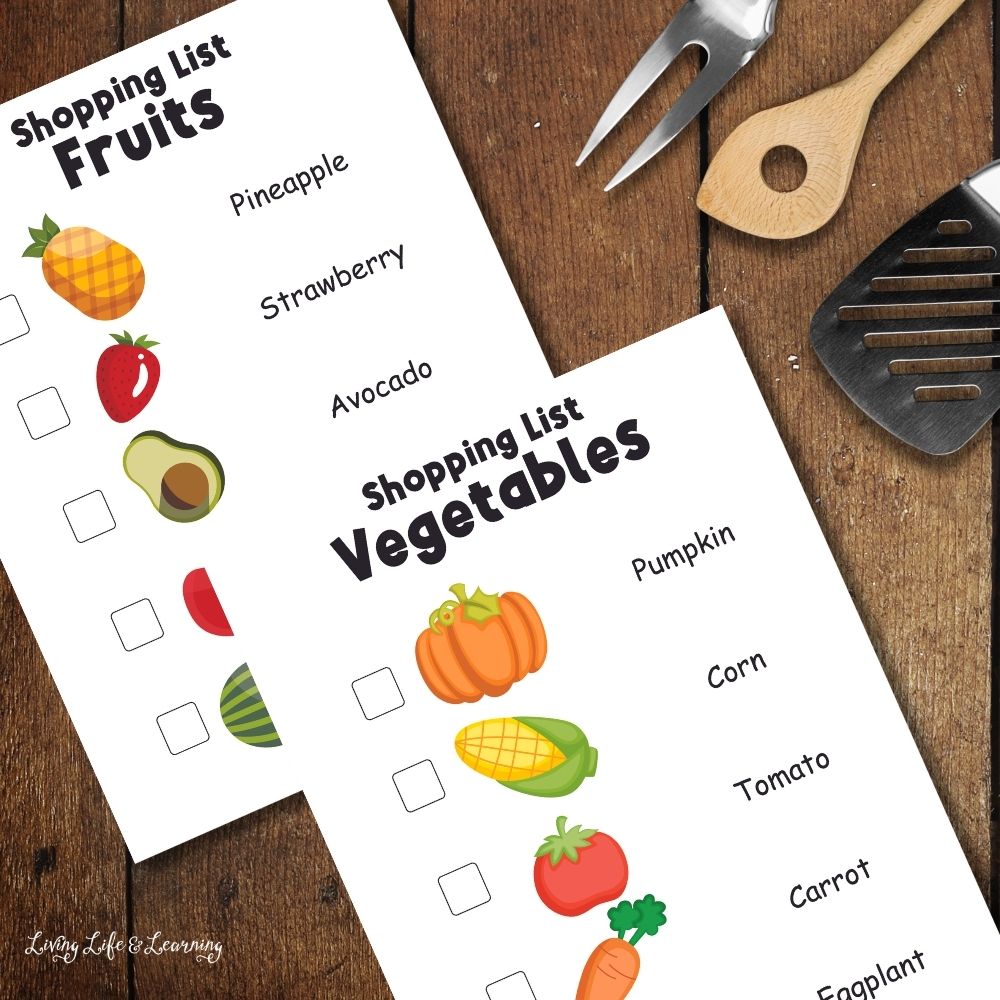 Kitchen Pretend Play Pack pages on a table