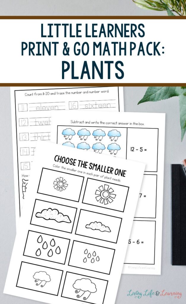 Little Learners Print & Go Math Pack: Plants