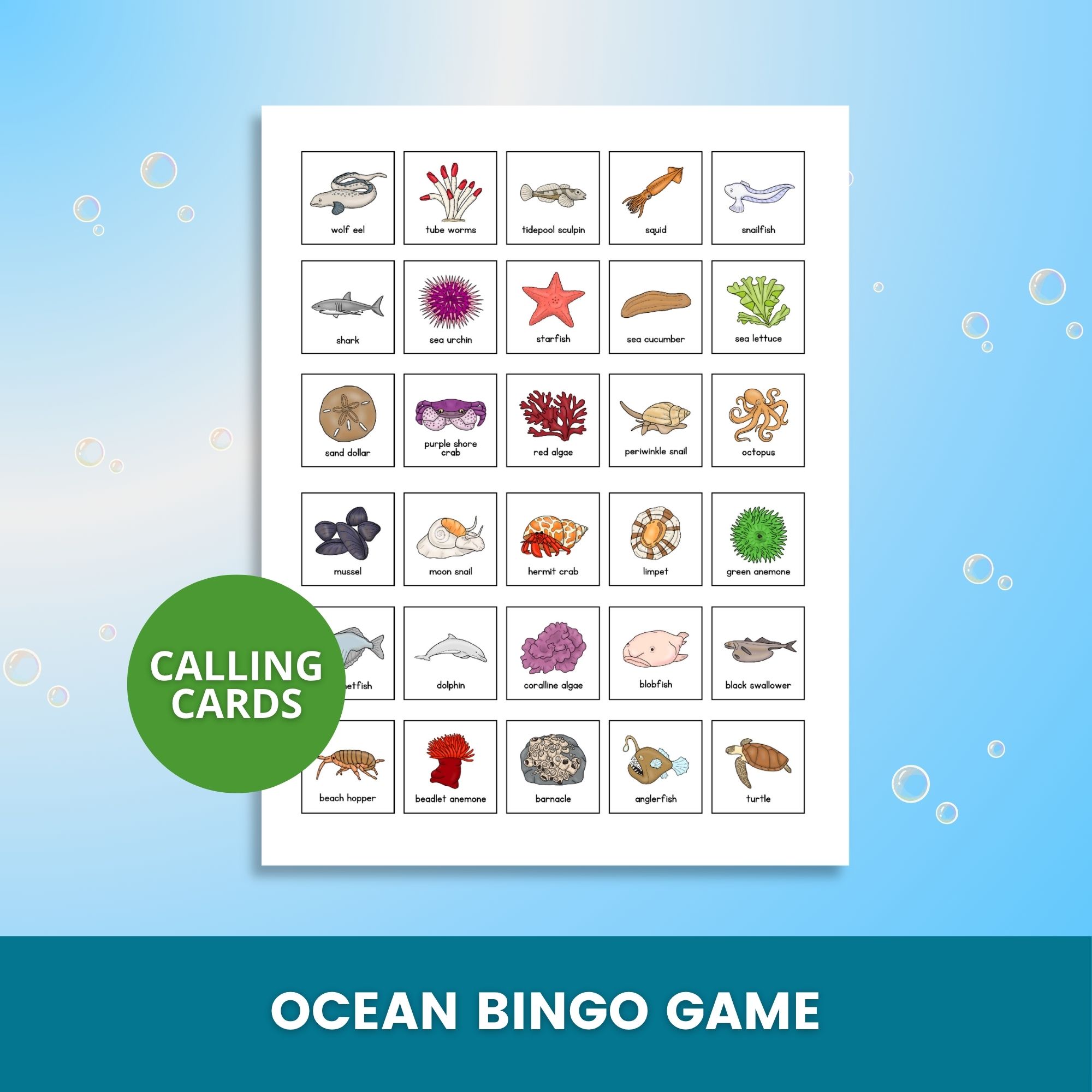 Ocean Bingo Printable