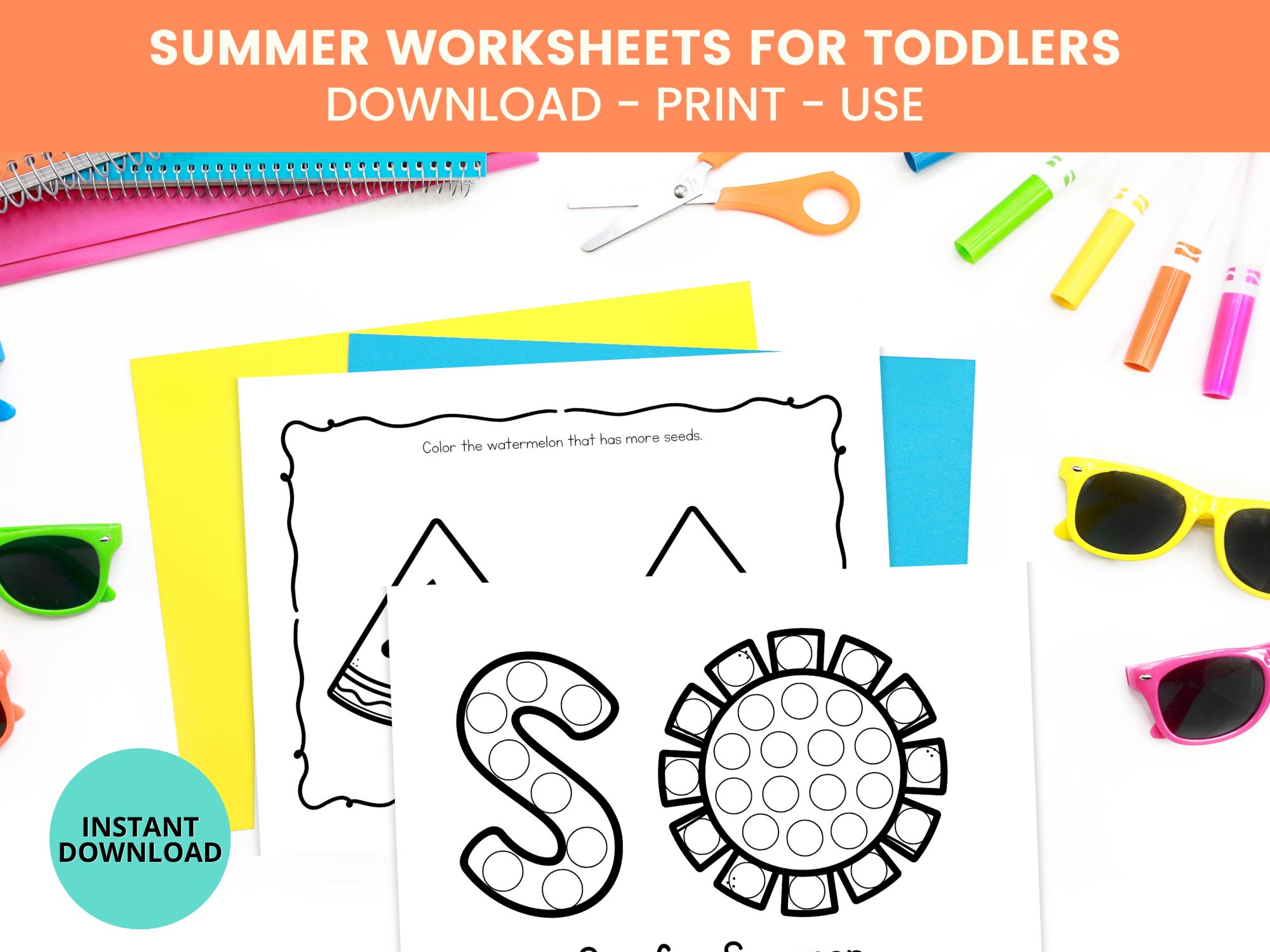 pages of Summer Worksheets for Toddlers