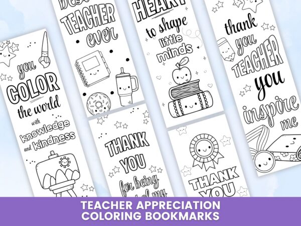 Teacher Appreciation Coloring Bookmarks