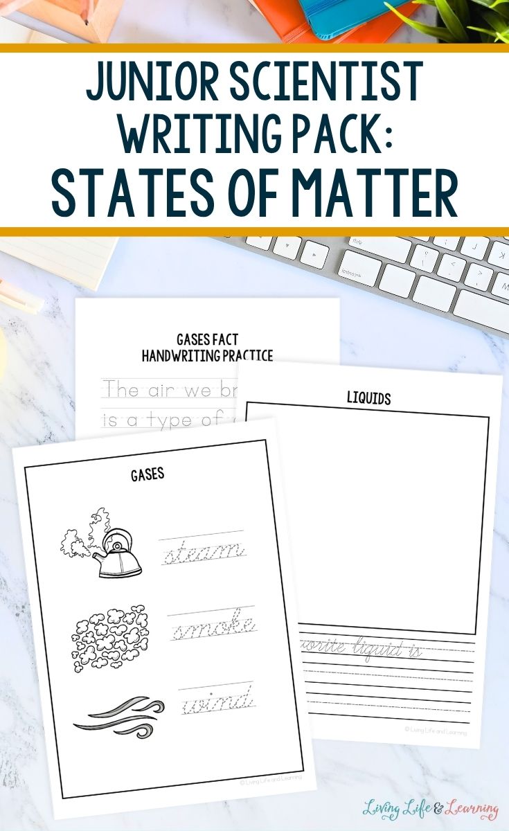 Junior Scientist Writing Pack: States of Matter on a table