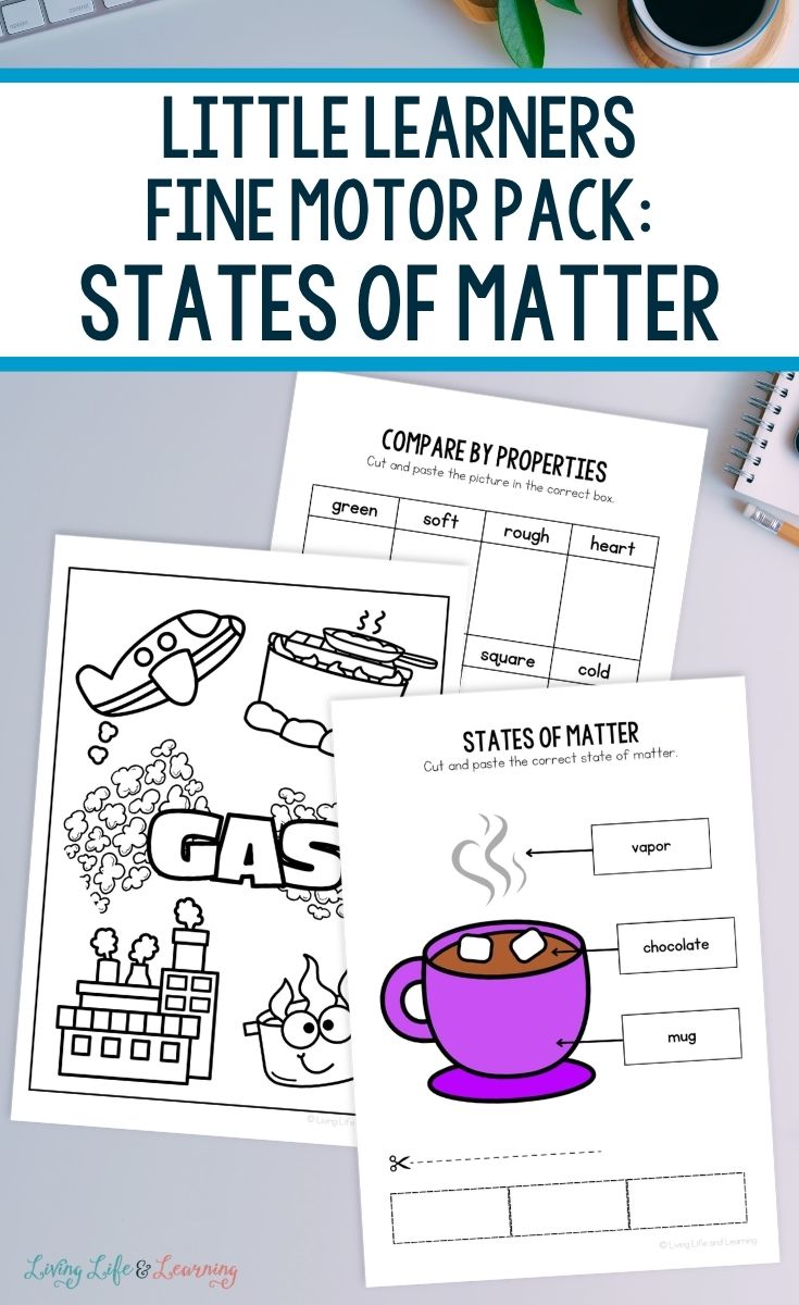 pages included in the Little Learners Fine Motor Pack: States of Matter
