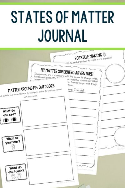 Printable States of Matter Journal on a table