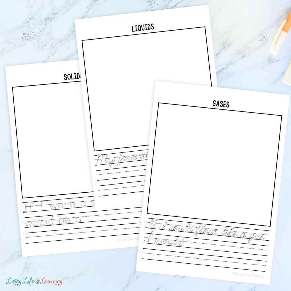 Junior Scientist Writing Pack: States of Matter on a table