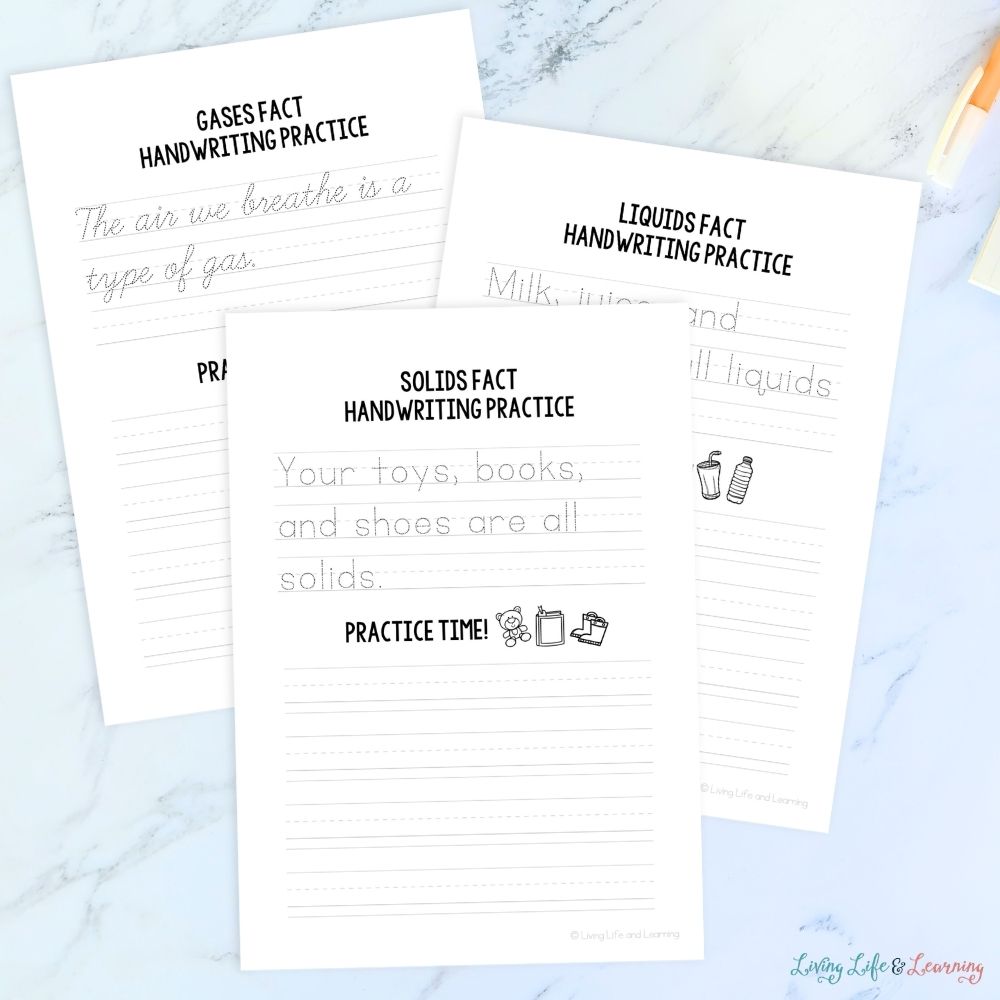 pages of Junior Scientist Writing Pack: States of Matter