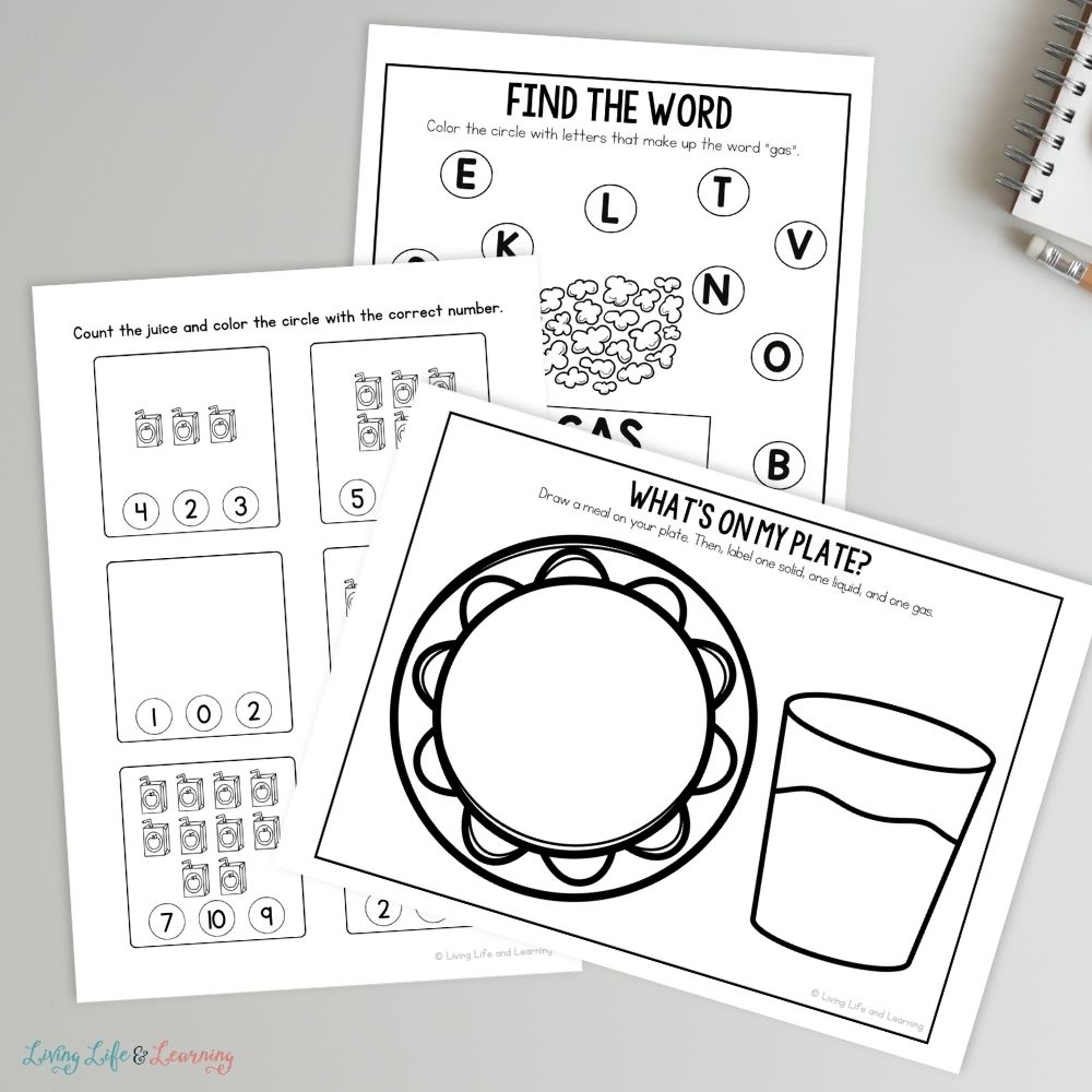 pages of Little Learners Activity Pack: States of Matter