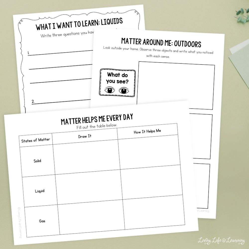 three Printable States of Matter Journal