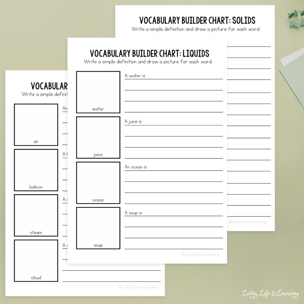 Printable States of Matter Journal on a table