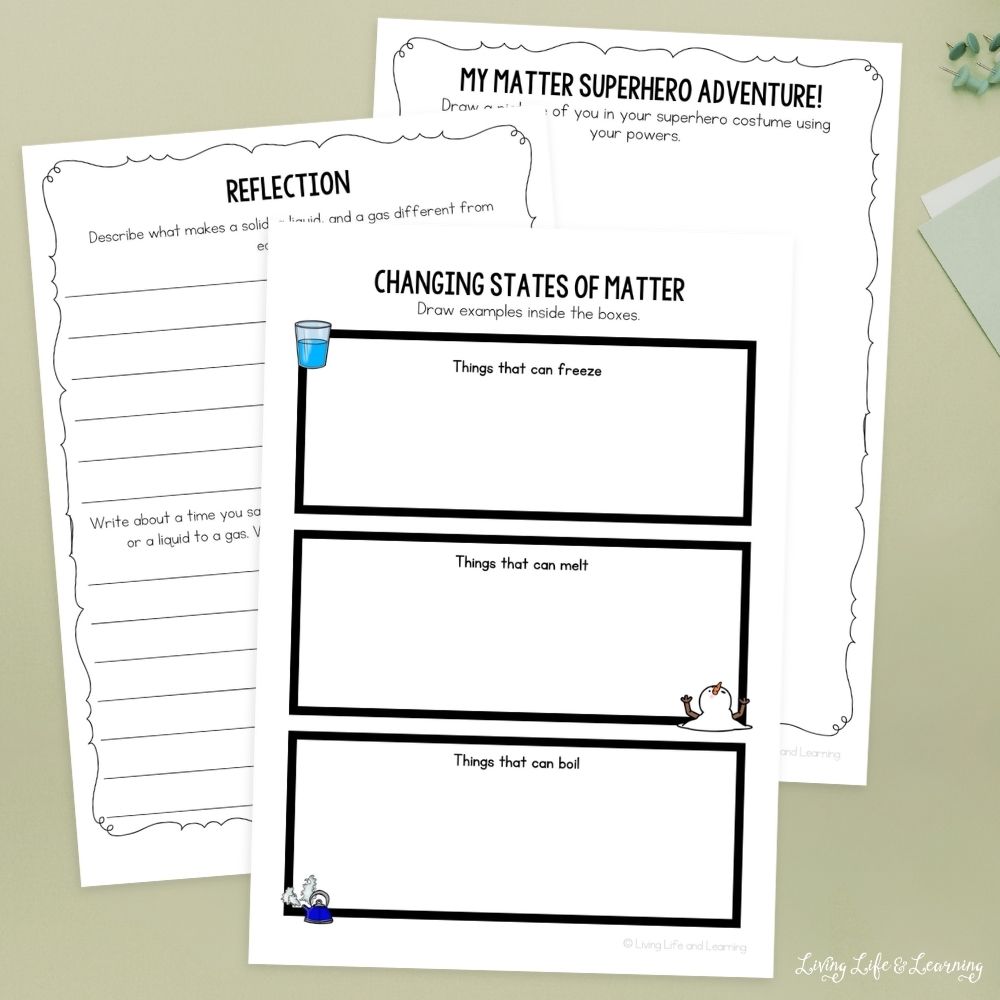 Printable States of Matter Journal on a table