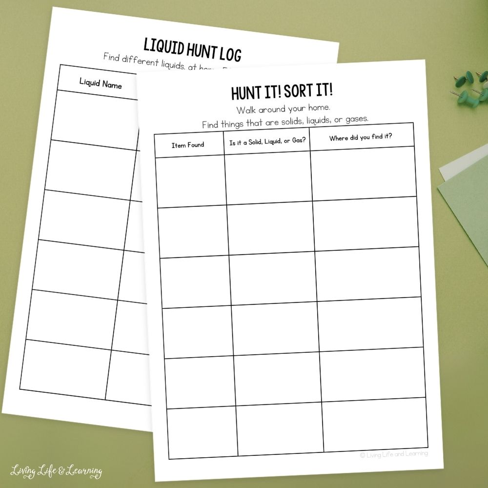 two States of Matter Scavenger Hunt pages