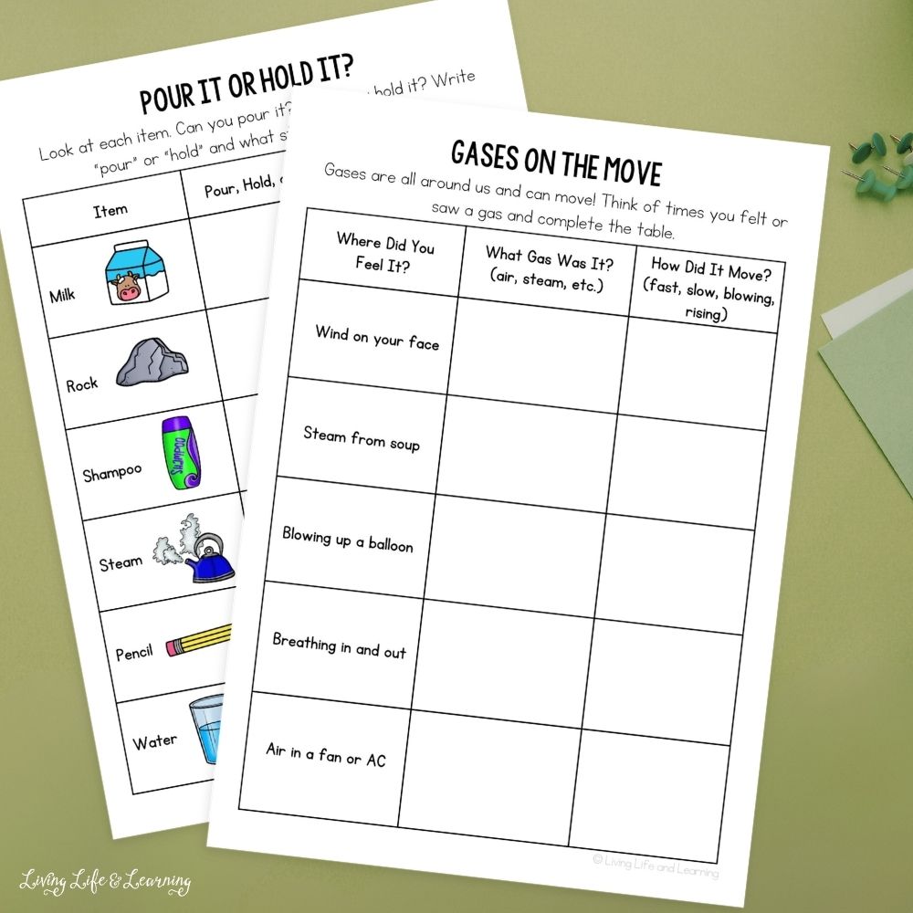 pages included in the States of Matter Scavenger Hunt