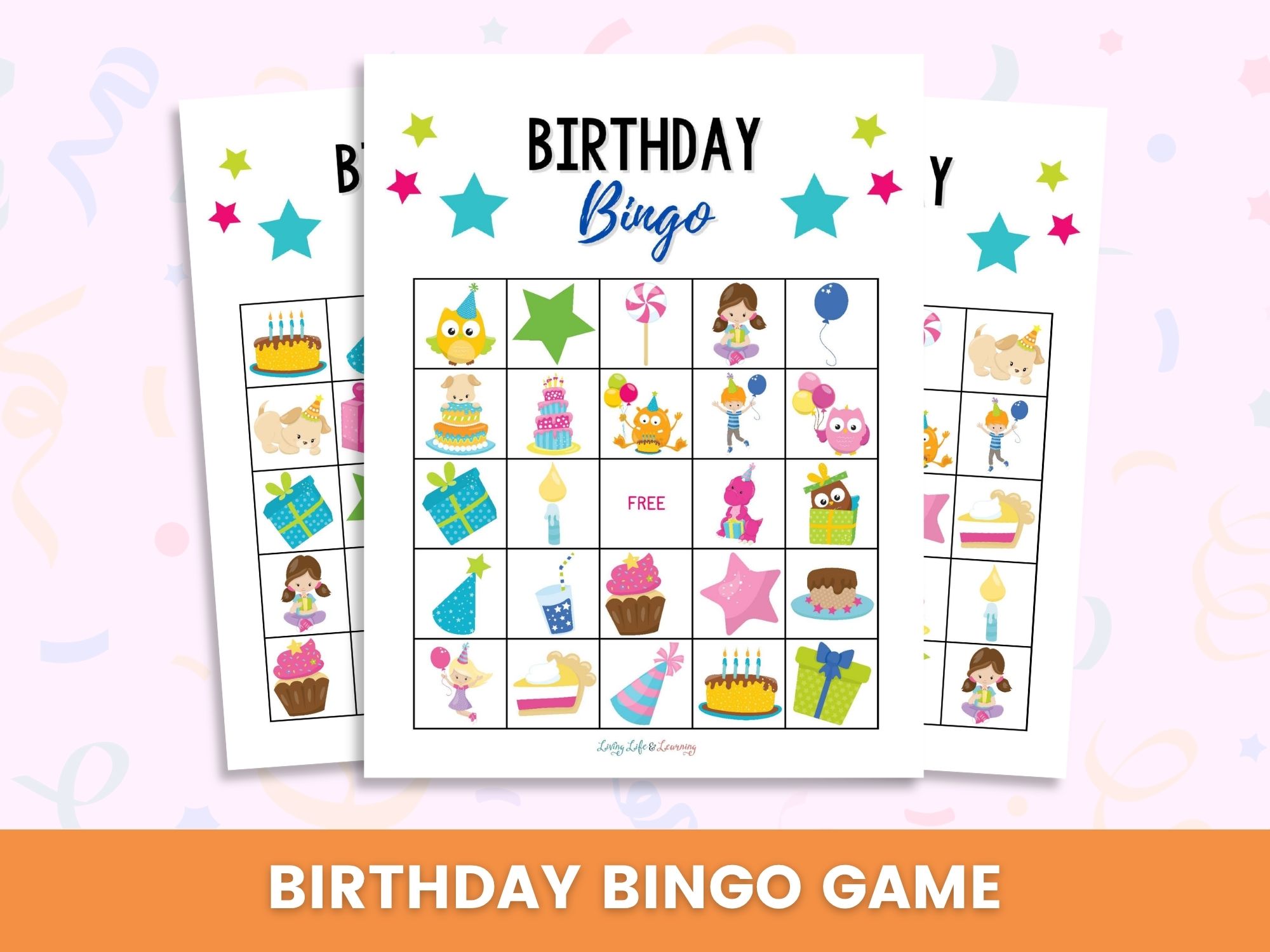Printable Birthday Bingo Game on a table