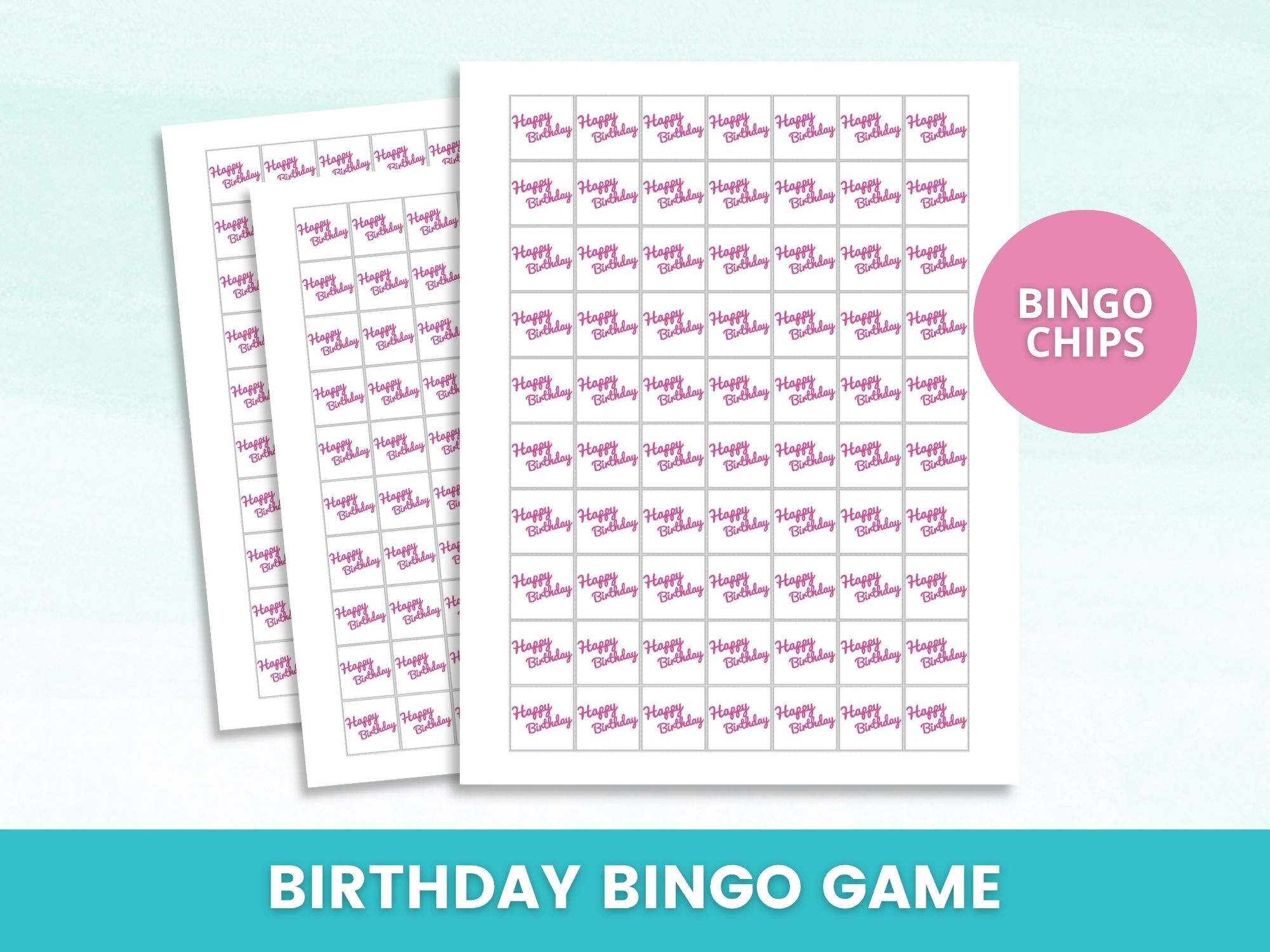 Printable Birthday Bingo Game on a table
