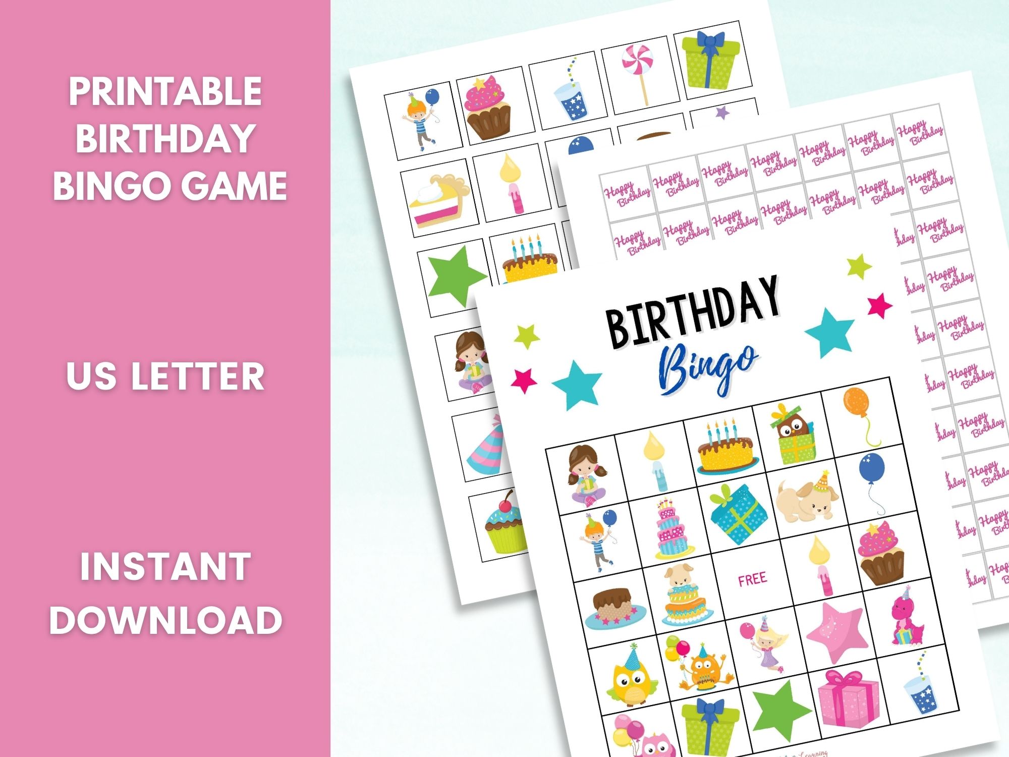 Printable Birthday Bingo Game on a table