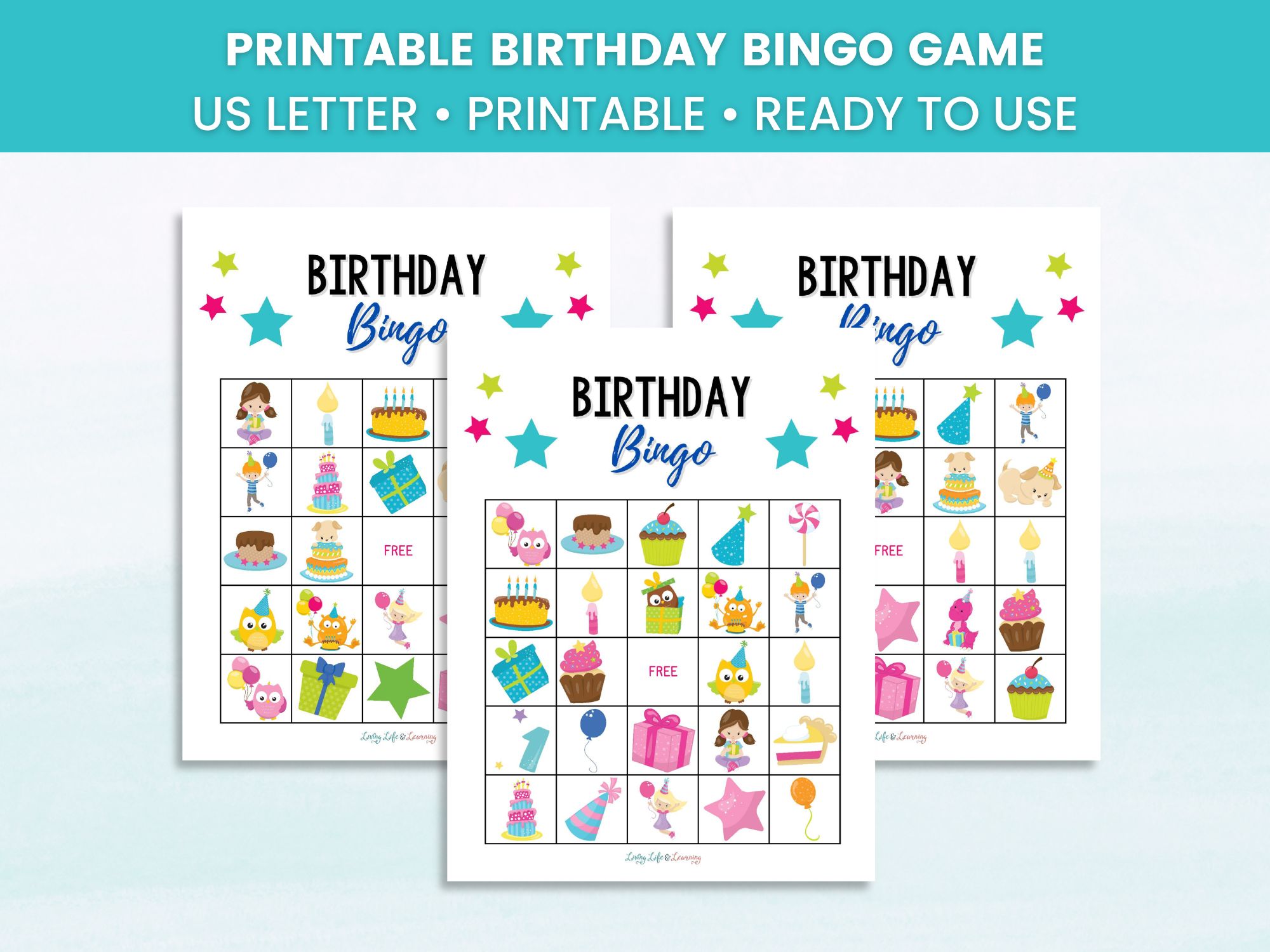 Printable Birthday Bingo Game on a table