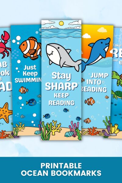 Bookmark Layout (1) designs included in the Ocean Bookmark Printable