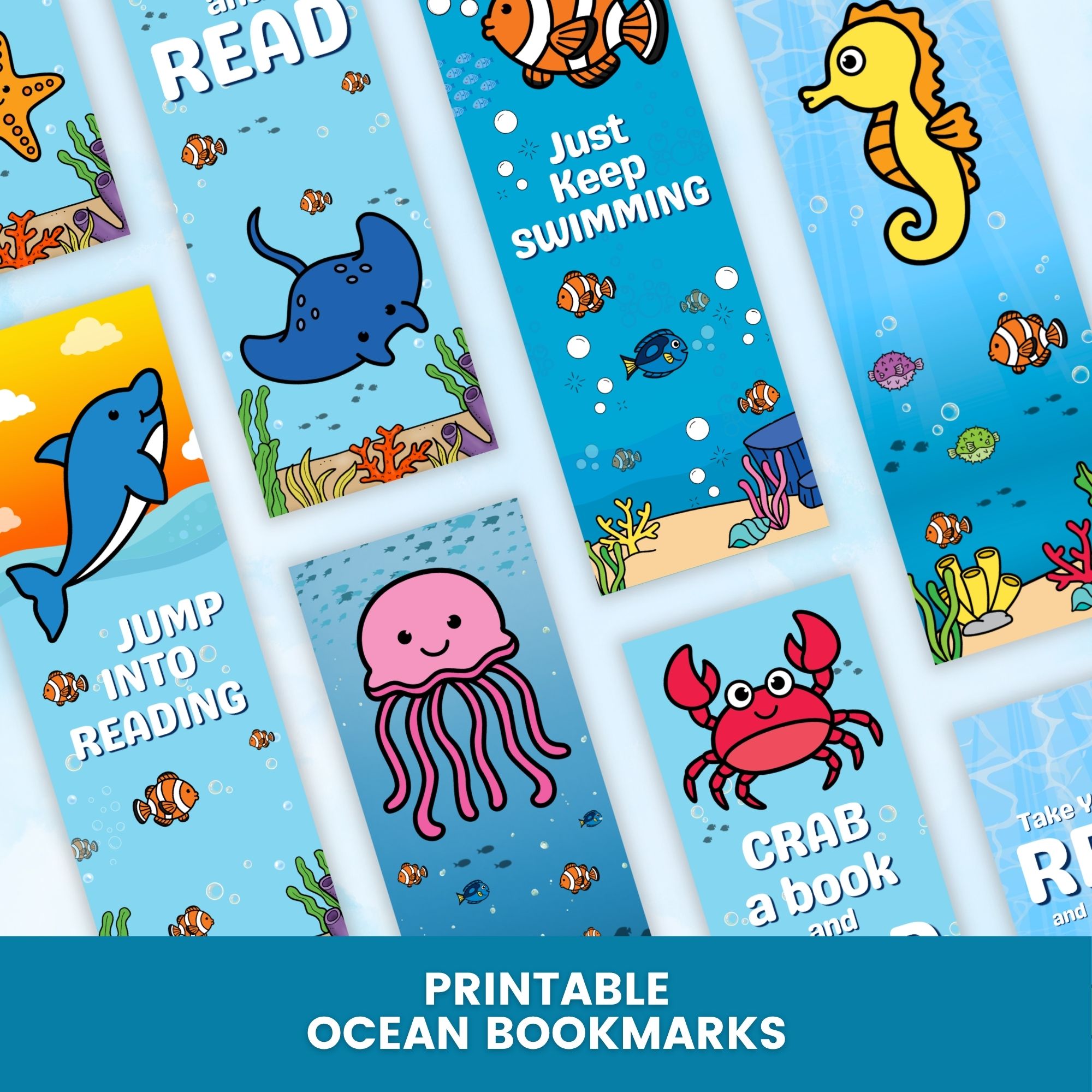 designs included in the Ocean Bookmark Printable