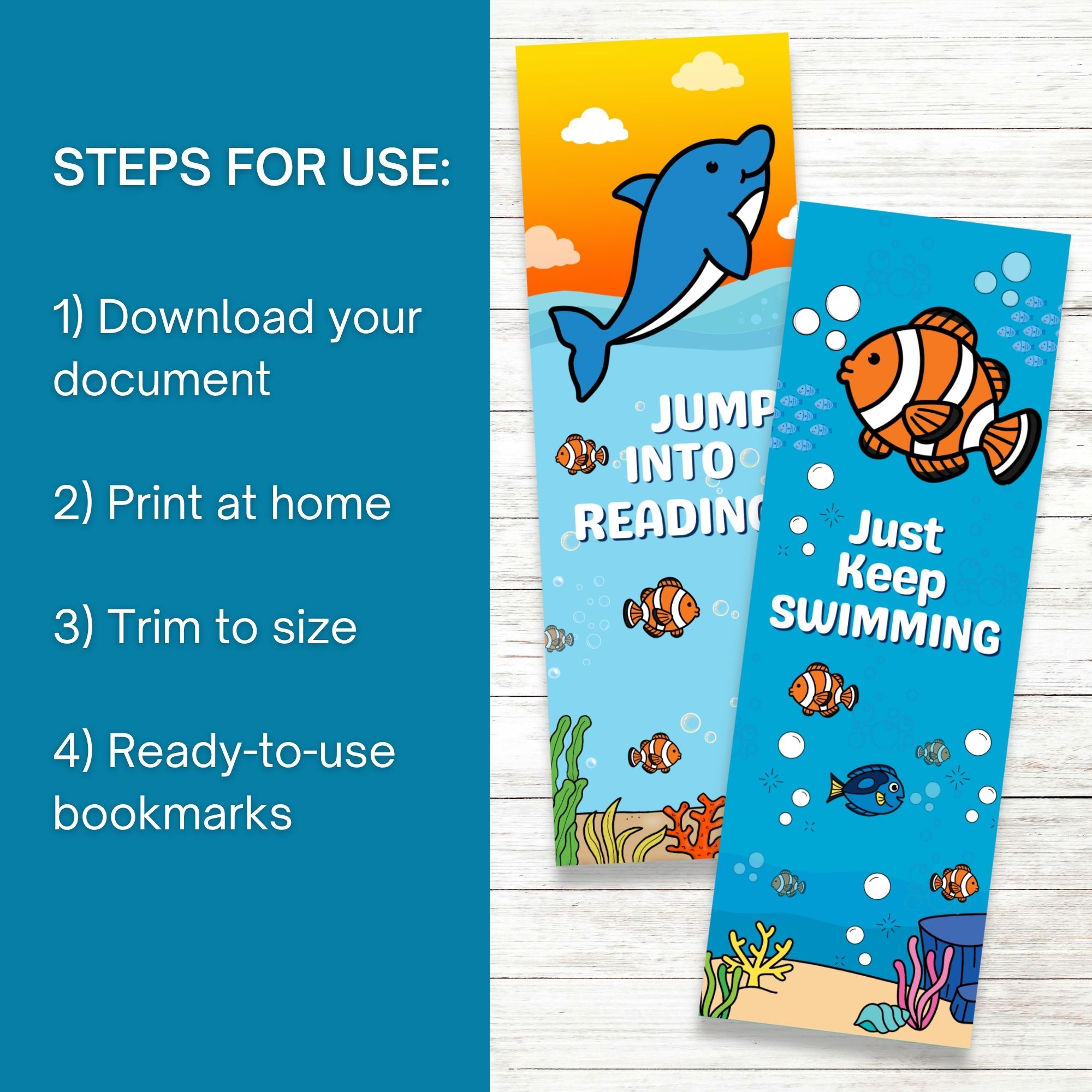 designs included in the Ocean Bookmark Printable