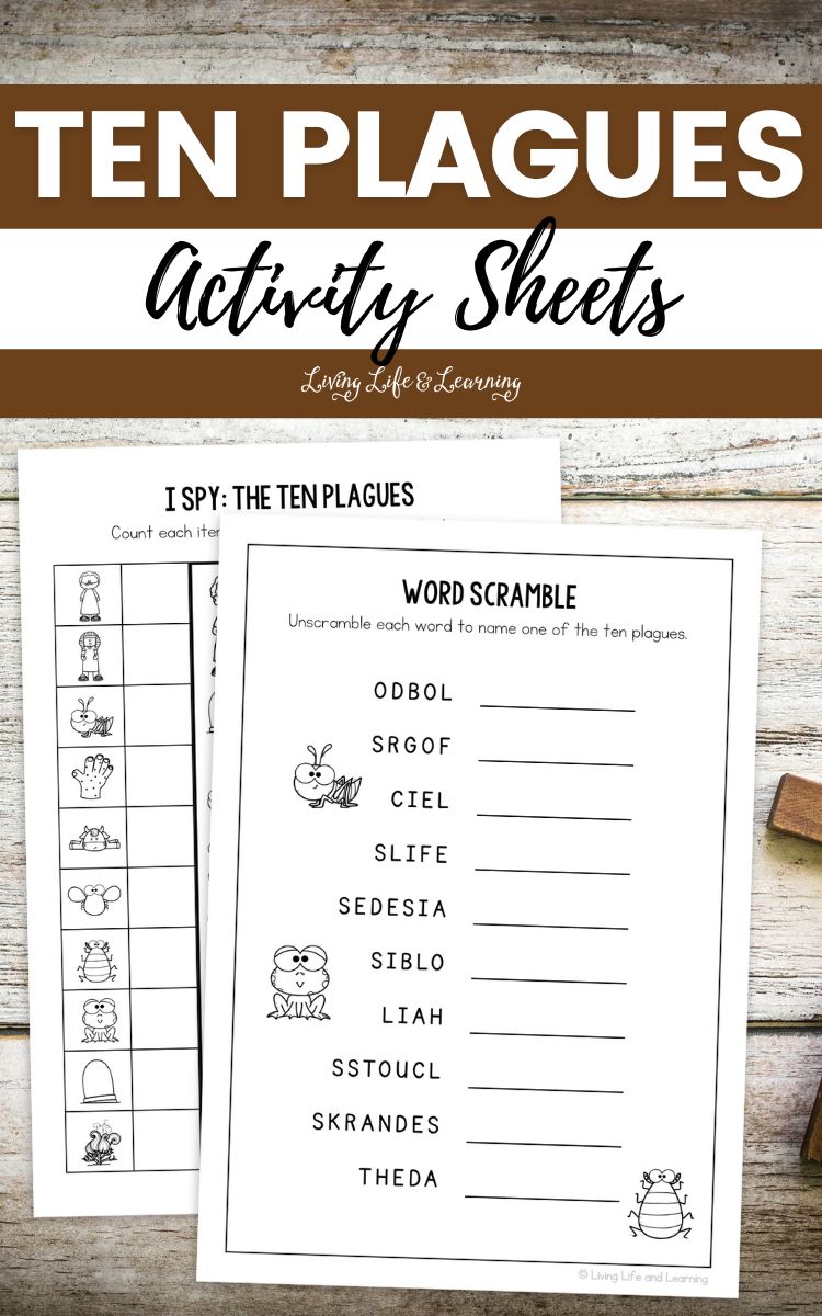 Ten Plagues Activity Sheets on a table