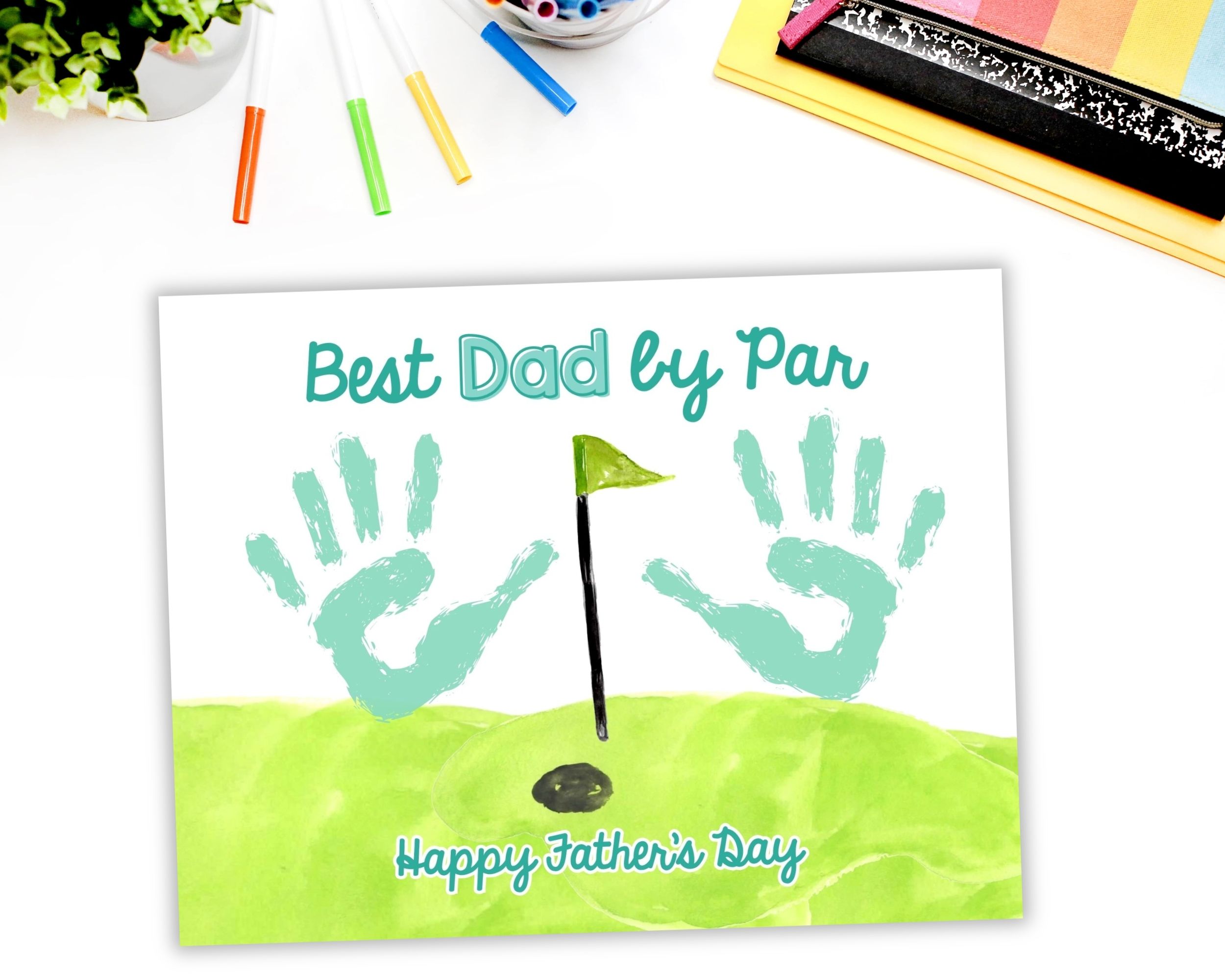Best Dad by Par Handprint Craft Printable - Image 2