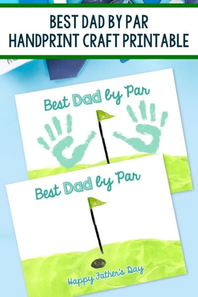 Best Dad by Par Handprint Craft Printable on a table