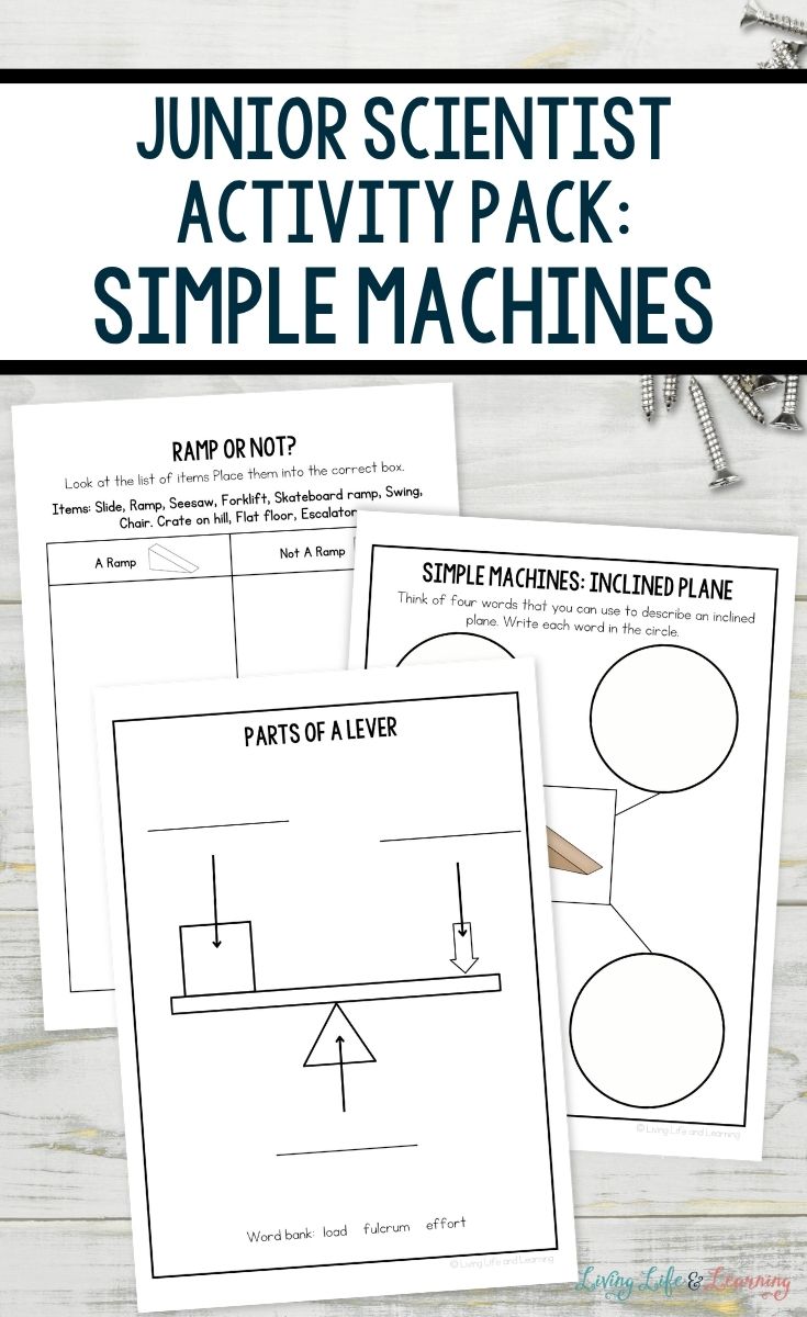 Junior Scientist Activity Pack: Simple Machines pages on a table
