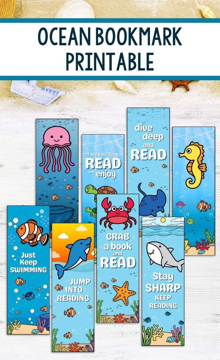 designs included in the Ocean Bookmark Printable