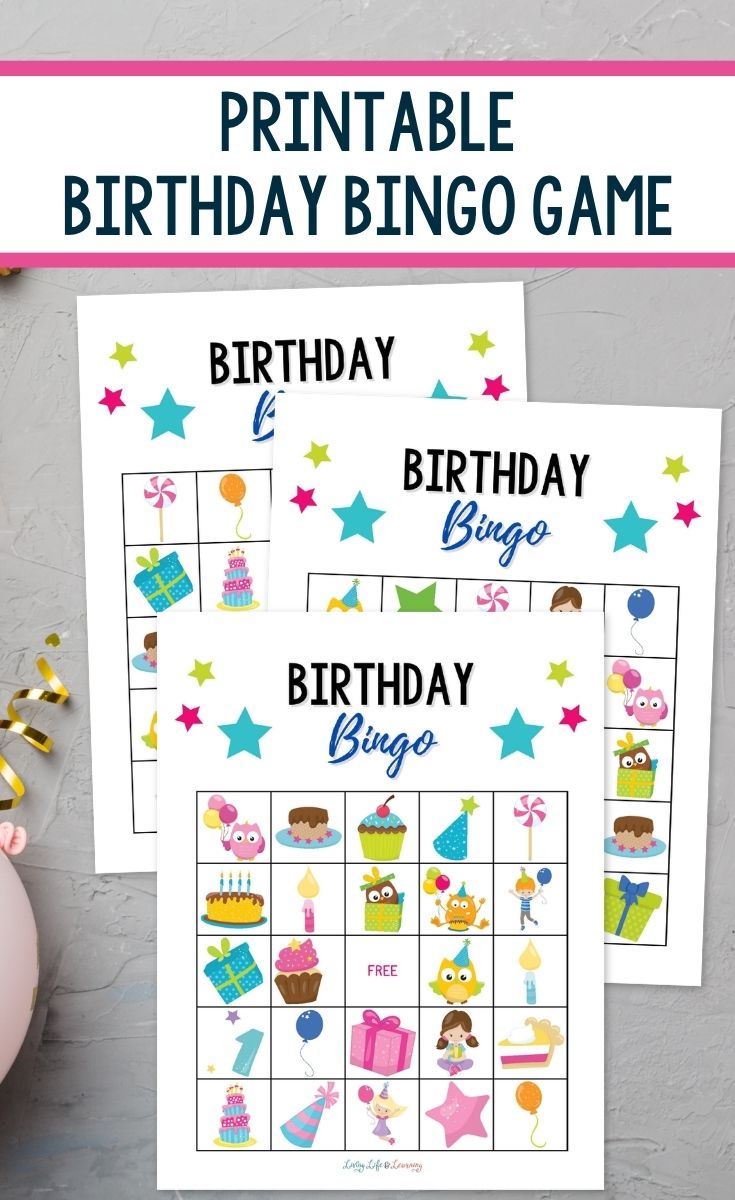 Printable Birthday Bingo Game pages on a table