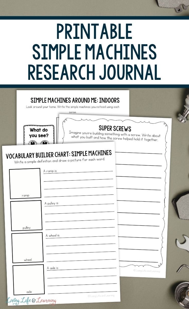 pages of Printable Simple Machines Research Journal