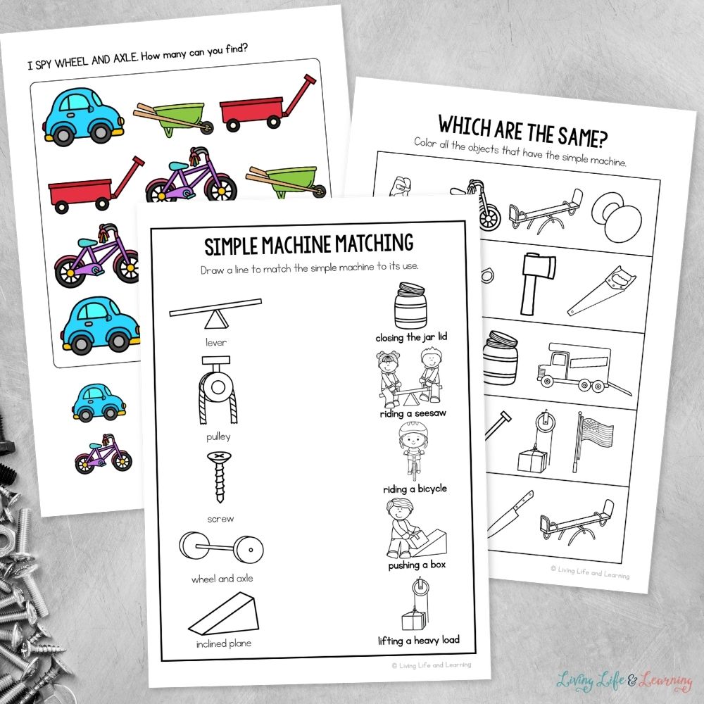 pages of Little Learners Activity Pack Simple Machines