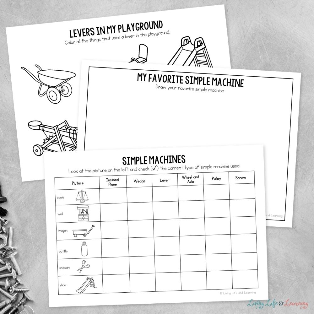 pages of Little Learners Activity Pack Simple Machines
