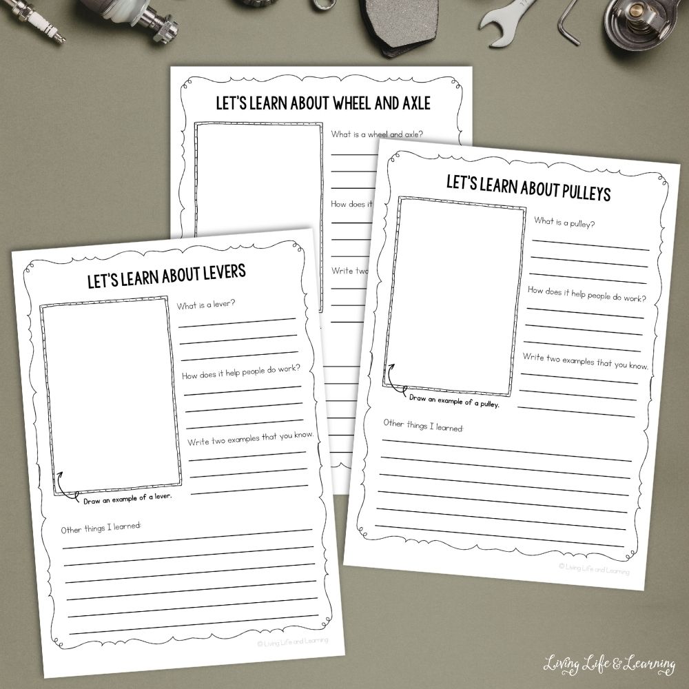 pages of Printable Simple Machines Research Journal