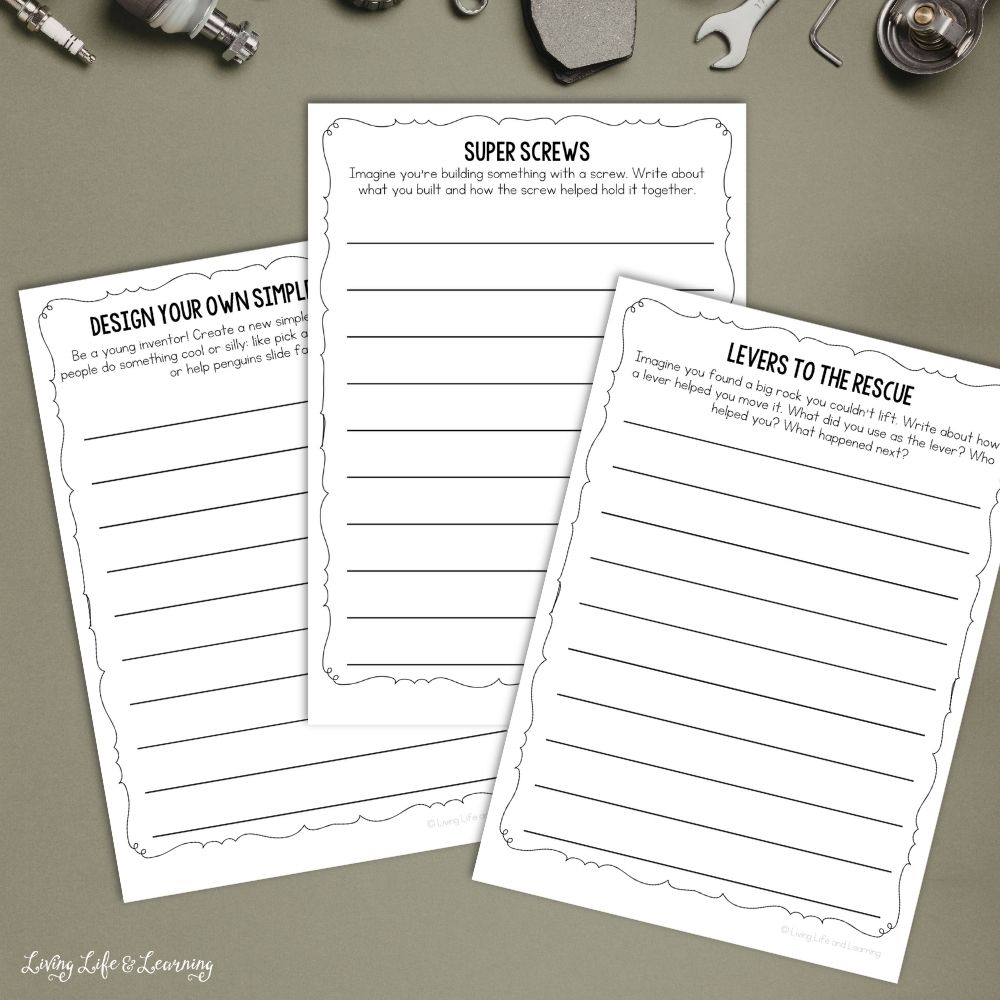 pages of Printable Simple Machines Research Journal