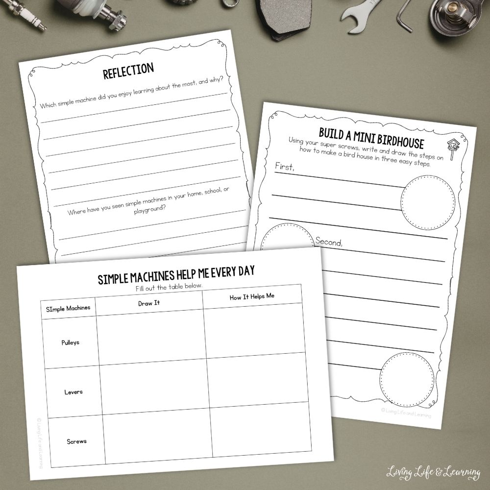 pages of Printable Simple Machines Research Journal