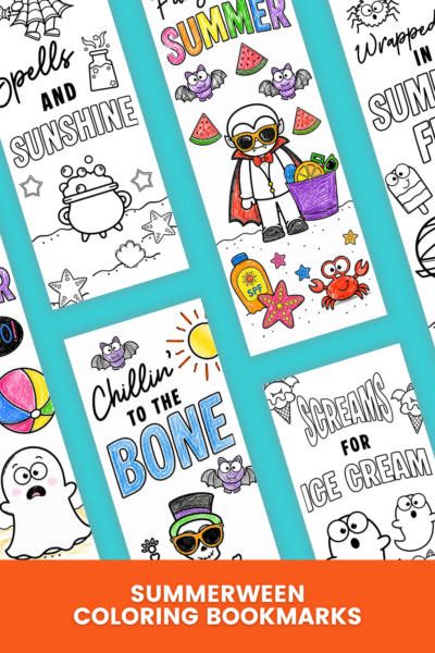 designs included in Summerween Coloring Bookmarks