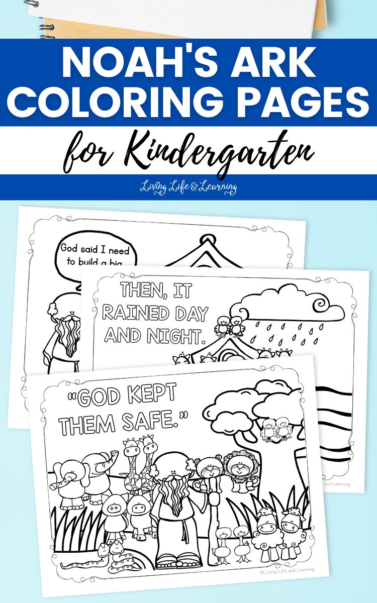Noah's Ark Coloring Pages for Kindergarten on a table