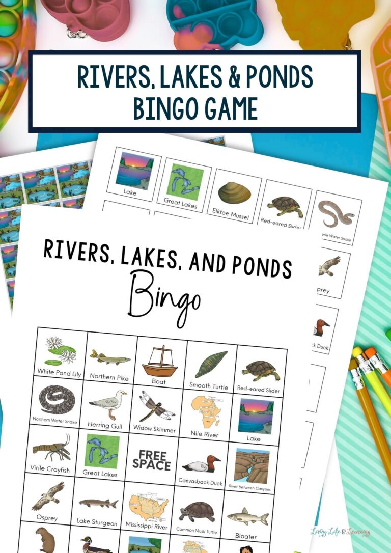 Rivers, Lakes & Ponds Bingo Printable