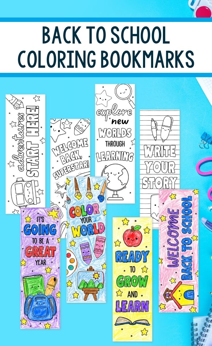 Back to School Coloring Bookmarks