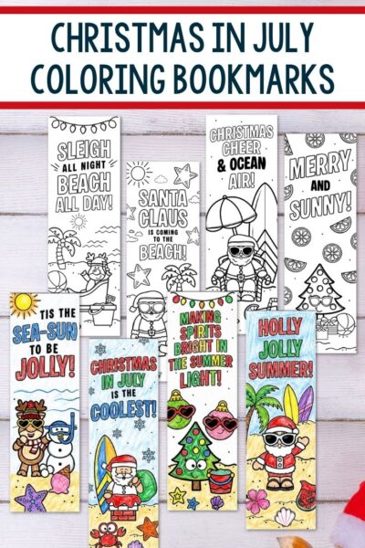 Christmas in July Coloring Bookmarks