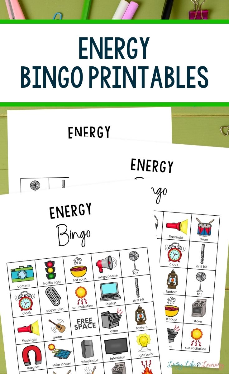 Energy Bingo Printables on a table